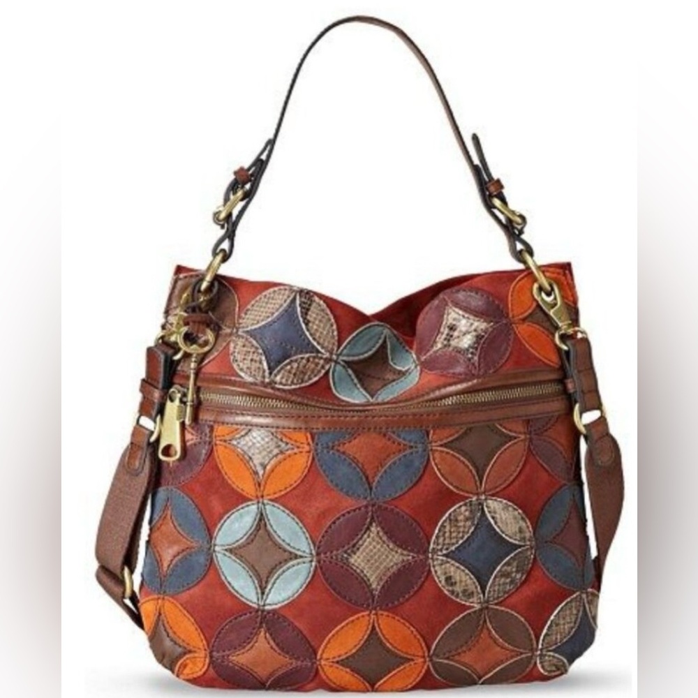 Fossil Colorful Geometric Hobo Bag